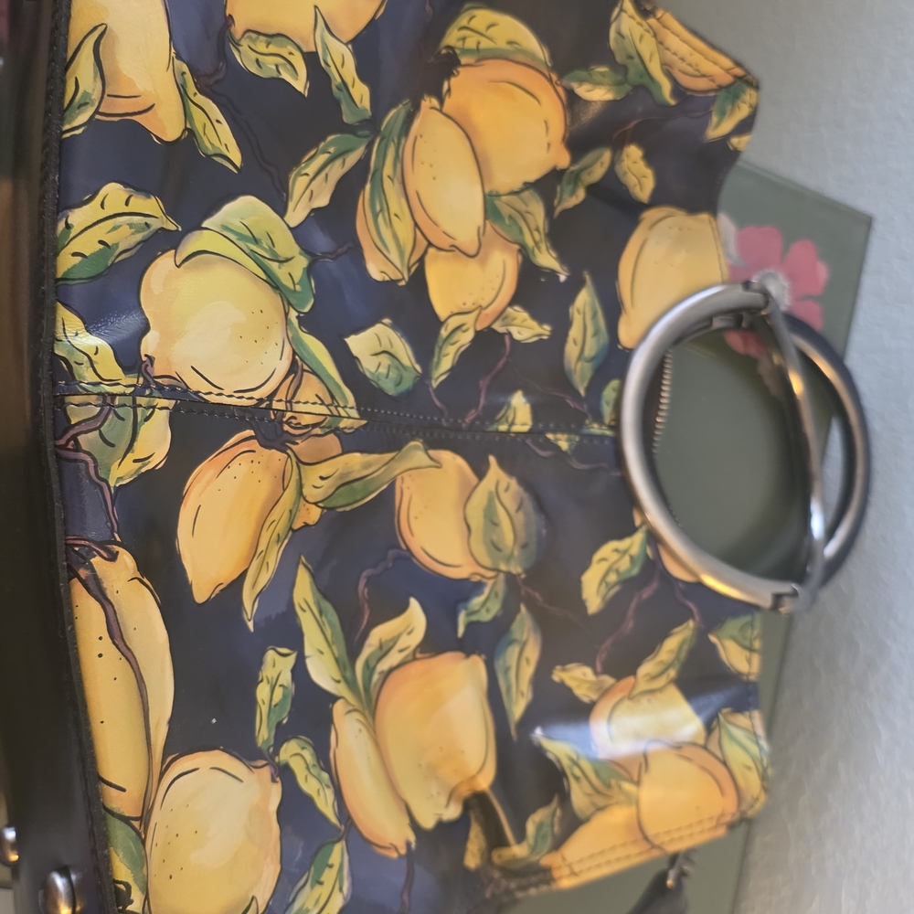 Patricia Nash Positano Limon Lemon Leather Handbag + Matching Change Purse Set - Picture 6 of 10